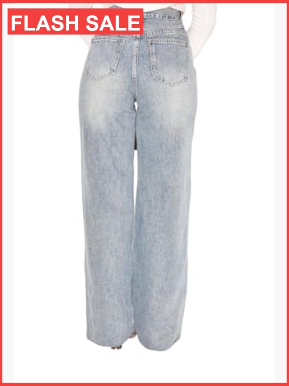 High Waist Straight Leg Baggy Stretchy Loose Denim Jeans - Picture 4 of 7